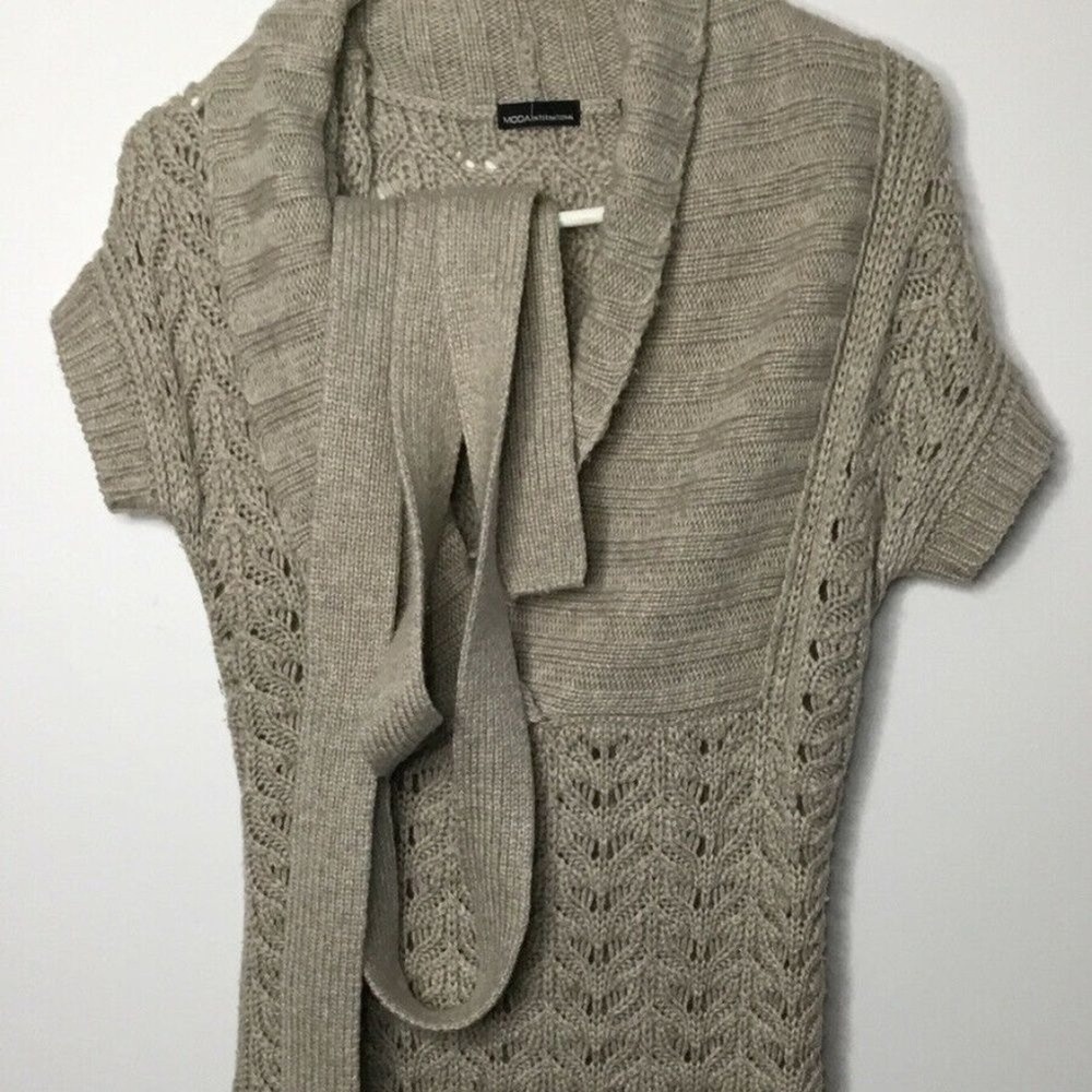 Moda International Gray Knit Short Sleeve Sweater Mini Dress Women XS China
